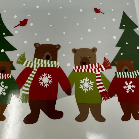 Crate & Barrel 2019 HOLIDAY BEARS 12" Square Platter by Joan Anderson Christmas - Picture 4 of 5